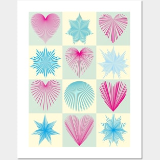 Pattern with hearts and stars Posters and Art